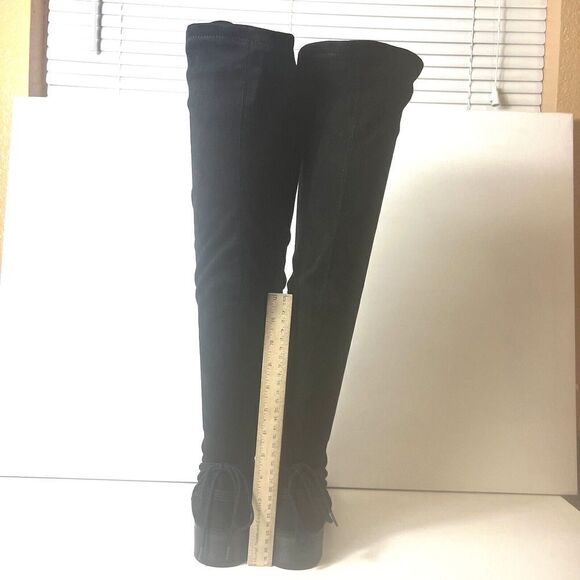 Madden Girl Women 7.5M Black Faux Suede Over The Knee Boots Pull On/Zip Low Heel - Picture 5 of 10